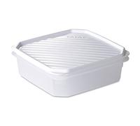 TATAY Boîte Alimentaire, Hermétique, 1.3 L Capacité, Couvercle à pression flexible, sans BPA, passe au Micro-ondes et au Lave-vaisselle, Blanc. Dimensions : 18,5 x 18,5 x 6,1 cm