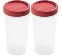 TATAY Boîte Alimentaire, Hermétique, Capacité de 0.6 L, Couvercle à vis, sans BPA, passe au micro-ondes et au lave-vaisselle, Rouge canneberge. Dimension: 8,5 x 8,5 x 16,5 cm (Lot de 2)