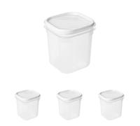 TATAY Boite Alimentaire Plastique 0,7L Top Flex | Couvercle à Pression | Boite Conservation Alimentaire | Micro-ondes, Lave-vaisselle, Frigo, Congélateur | Sans BPA | 10x10x11,7 cm, Blanc (Lot de 4)