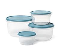 TATAY Set de 4 Boîtes Alimentaires Rondes (1 x 0,3L, 1 x 0,6L, 1 x 1,2L, 1 x 2,2L), Couvercle flexible, Sans BPA, Adapté au Micro-ondes, au Lave-vaisselle et au Congélateur, Bleu