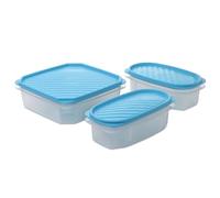 TATAY Ensemble 3 Boîtes Alimentaire (1 x 2.1L, 1 x 1.3L, 1 x 0.6L), Couvercle à pression flexible, sans BPA, passe au Micro-ondes et au Lave-vaisselle, Bleu