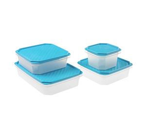 TATAY Boite Alimentaire Plastique Top Flex | Set de 4: 2,1L + 2x1,3L + 0,6L | Couvercle à Pression | Boite Conservation Alimentaire | Micro-ondes, Lave-vaisselle, Frigo, Congélateur | Sans BPA, Bleu