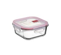 TATAY Boîte Alimentaire, de Verre, Hermétique, Capacité de 0.8 L, couvercle à pince, sans BPA, passe au micro-ondes, au four, au congélateur et au lave-vaisselle, Rouge. Mesure 16,4 x 16,4 x 6,9 cm