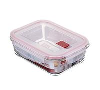 TATAY Boîte Alimentaire, de Verre, Hermétique, de 1.1 L, couvercle à pince, sans BPA, passe au micro-ondes, au four, au congélateur et au lave-vaisselle, Rouge. Mesure 15,7 x 20,7x 6,9 cm