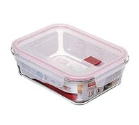 TATAY Boîte Alimentaire, de Verre, Hermétique, de 1.5 L, couvercle à pince, sans BPA, passe au micro-ondes, au four, au congélateur et au lave-vaisselle, Rouge. Mesure. 17,7 x 23x 7,6 cm