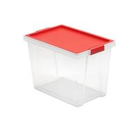 Tatay Boîte de Rangement avec Couvercle, capacité de 15 L, avec poignées, Couvercle en polypropylène recyclé, Transparent, sans BPA, Rouge, Mesure 25 x 36 x 26 cm