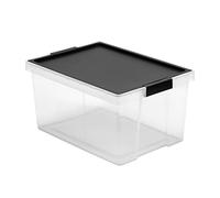 TATAY Boite de Rangement avec Couvercle 35 L Multiusage - Style | Couvercle à Charnière | Design Empilable et Léger | Plastique Sans BPA | 37x51x26 cm, Noir
