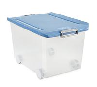TATAY Boite de Rangement avec Couvercle 60 L Multiusage - Classic | Couvercle à Charnière | Roues | Poignées ABS | Empilable et Résistante | Plastique Sans BPA | 40x56,5x36,2 cm, Bleu