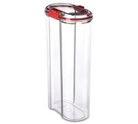 TATAY Boite de Rangement Cuisine 2,5 L | Bocal Cuisine Transparent | Fermeture Hermétique | Empilable | Plastique Sans BPA | Compatible Lave-Vaisselle | 9 x 15,5 x 29 cm, Rouge