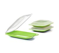 TATAY Ensemble de 3 Boîtes a Charcuterie Fresh MINI, Sans BPA, Réutilisable, Empilable, Passe au Lave-vaisselle et au Micro-ondes, Couleur Lima. Dimension 12 x 3,1 x 18 cm