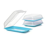 TATAY Boîtes a Charcuterie Fresh | Ensemble de 3 Maxi | Boite a Jambon Conservation Frigo, Empilable | Passe au Congelateur, Micro-ondes et Lave-vaisselles | Sans BPA, 17 x 6,2 x 25,2 cm, Couleur Bleu