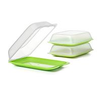 TATAY Ensemble de 3 Boîtes a Charcuterie Fresh MAXI, Sans BPA, Réutilisable, Empilable, Passe au Lave-vaisselle et au Micro-ondes, Couleur Lima. Dimension 17 x 6,2 x 25,2 cm