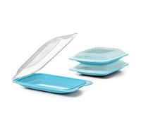 TATAY Ensemble de 3 Boîtes a Charcuterie Fresh MINI, Sans BPA, Réutilisable, Empilable, Passe au Lave-vaisselle et au Micro-ondes, Couleur Turquoise. Dimension 12 x 3,1 x 18 cm