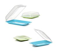 TATAY Ensemble de 4 Boîtes a Charcuterie Fresh, 2 MINI et 2 MAXI, Sans BPA, Réutilisable, Empilable, Passe au Lave-vaisselle et au Micro-ondes, Couleurs bleu et vert