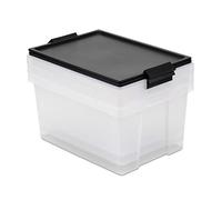 TATAY Lot de 3 Boîtes de Rangement avec Couvercles, 35L Capacité, avec Poignées et Roues, Couvercle en PP Recyclé, Transparent, sans BPA, Noir. Dimensions 37 x 51 x 26 cm