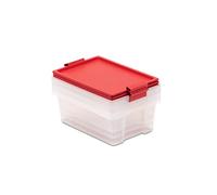 TATAY Boites de Rangement avec Couvercle 7 L Multiusage - Style | Set de 3 | Couvercle à Charnière | Design Empilable et Léger | Plastique Sans BPA | 25x36x13,5 cm, Rouge