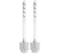 TATAY Brosse Toilettes WC | Brosse WC sans Support avec Manche Résistant | Fabriquée en Espagne | Polypropylène | Hygiène Maximale et Nettoyage Facile | 8 x 8 x 37,5 cm - Blanc (Lot de 2)
