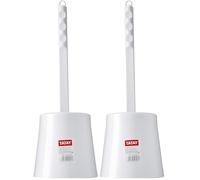 TATAY Brosse Toilettes WC | Matériaux Résistants | Design Moderne | Brosse Fixe et Durable pour Une Bonne Hygiène | Plusieurs Couleurs Disponibles | 12 x 12 x 38 cm - Blanc (Lot de 2)