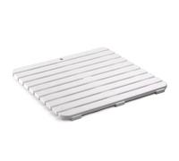 Tapis de douche antidérapant 55 x 55 cm carré en plastique effet bois (blanc)