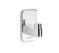 TATAY Cintre de Salle de Bain pour Serviette Slim, Crochet Mural en Acier Inoxydable, Double système de Fixation avec vis ou Glu Fix. Dimensions 3,5 x 4,5 x 6,5 cm