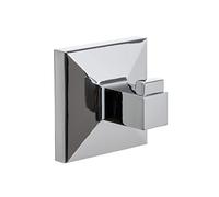 TATAY Colgador Soporte Toallas Baño Sin Taladro o Con Taladro | Incluye Fijador Kit Glue&Fix (resiste Hasta 5kg) y Tornillos | Acero inoxidable | Moderno | 6x4,5x6 cm - Modelo Iconik - Metalizado