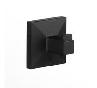 TATAY Colgador Soporte Toallas Baño Sin Taladro o Con Taladro | Incluye Fijador Kit Glue&Fix (resiste Hasta 5kg) y Tornillos | Acero inoxidable | Moderno | 6 x 4,5 x 6 cm - Modelo Iconik - Negro