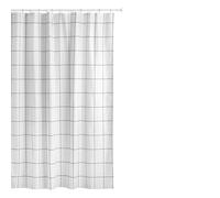 TATAY Cortina de Ducha de Tela 140 x 200 cm | Incluye 8 Anillas | Cortina Ducha Lavable Con Diseño Moderno | Tela de Poliéster muy Resistente | Modelo Industrial - Colores Blanco y Negro