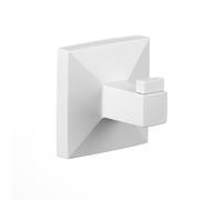 TATAY Crochet Serviette Salle de Bain Sans Perçage ou avec Vis | Kit Adhésif Glue&Fix Inclus (jusqu’à 5 kg) et Vis | Acier Inoxydable | Design Moderne | 6 x 4,5 x 6 cm - Modèle Iconik - Blanc