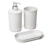Tatay Ensemble 3 pièces pour comptoir de Salle de Bain (gobelet + Distributeur + Porte-Savon) Baobab, Plastique, sans BPA, Blanc