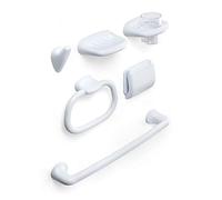 Tatay Ensemble Olympia de Six Accessoires de Salle de Bain, 62x13x30 cm | Ensemble Salle de Bain | Six Pièces Coordonnées | Collection Olympia | Organisation Quotidienne | Pose Pratique, Blanc