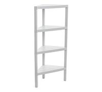 Tatay Étagère d'angle Lombok, 4 Niveau, Polypropylène, Sans BPA, Finition Effet Bois, Tampons Antidérapants, 10kg par étagere, Facile Assemblage, Blanche. Dimension 33x33x100cm.