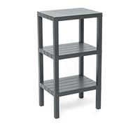 TATAY Etagere Plastique de 3 Niveaux | Résistance à l’Humidité | Inclut Fixation avec Vis et Compatible avec Système Quick Fix | Intérieur et Extérieur | Charge Jusqu’à 30kg - Modèle Lombok - Gris