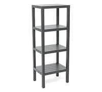 Tatay Étagère Rectangulaire Lombok, 4 Niveau, Polypropylène, Sans BPA, Finition Effet Bois, Tampons Antidérapants, 10kg par Étagere, Facile Assemblage, Gris. Dimension 38x29x100cm.