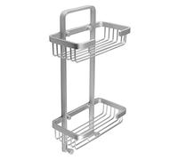 TATAY Etagere Salle de Bain Aluminium 2 Niveaux Rectangulaire | Avec Vis Incluses | Compatible Système Sans Perçage | Anti-humidité, anticorrosion | Évacuation rapide | 20,5x10,5x38,5 cm - Modèle Ice
