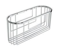 Tatay Panier ovale Krom – Laiton chromé & inox, supporte 5 kg, vis incluses, 11×13×30 cm