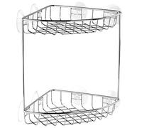 TATAY Etagere Salle de Bain sans Percage d’Angle 2 Niveaux | Ventouses et Vis Incluses | Résistante à l’Humidité et Corrosion | Polypropylène et Acier 100% Inoxydable | Drainage Rapide | 19x19x26 cm