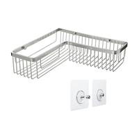 TATAY Etagere Salle de Bain sans Percage d’Angle Rectangulaire | Système de Fixation Inclus (Quick Fix) | Résiste 5kg | Aluminium 100% Inoxydable | Panier de Douche Organisateur - 30x8,5x30cm - Chromé