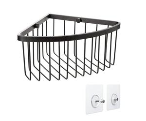 TATAY Etagere Salle de Bain sans Percage d’Angle | Système de Fixation Inclus (Quick Fix) | Résiste jusqu’à 5 kg | Aluminium 100% Inoxydable | Panier de Douche Organisateur - 20 x 11,5 x 20 cm - Noir