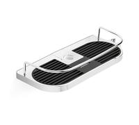 Tatay Étagère de douche pour barre sans perçage, réglable pour barres de 18 mm, 22 mm et 25 mm, étagère relevable et avec garde-corps, 100% inoxydable. Dimensions : 11 x 4 x 30 cm