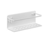 TATAY Etagere Salle de Bain Sans Percage Rectangulaire Aluminium | Avec Vis et Système Quick Fix | Anti-humidité | Design Moderne | Évacuation rapide | 12x10x30 cm - Modèle Serenity - Blanc Arctique