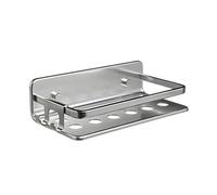 TATAY Etagere Salle de Bain sans Percage Rectangulaire Aluminium | avec Vis et Système Quick Fix | Anti-humidité | Design Moderne | Évacuation Rapide | 10 x 5,5 x 20 cm - Modèle Serenity - Argent
