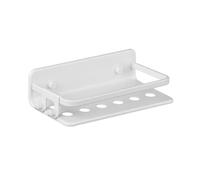 TATAY Etagere Salle de Bain sans Percage Rectangulaire Aluminium | avec Vis et Système Quick Fix | Anti-humidité | Design Moderne | Évacuation Rapide | 10x5,5x20 cm - Modèle Serenity - Blanc Arctique