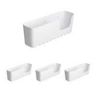 TATAY Etagere Salle de Bain Sans Percage Rectangulaire | Avec Ventouses Incluses | Supporte 2,5 kg | Polypropylène Résistant à l’Humidité | Grand Format | 30 x 8,5 x 11 cm - Modèle Standard - Blanc