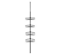 TATAY Etagere Salle de Bain Telescopique 4 Paniers | Aluminium anticorrosion et anti-humidité | Système à pression | Supporte 40kg | Etagere Telescopique Douché Ajustable - 35,5x21,5x27cm - Noir