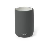 TATAY Gobelet pour Brosse à Dents et Dentifrice Doux, céramique Finition Mate, sans BPA, Gris Anthracite. Dimensions : 7,4 x 7,4 x 10,5 cm