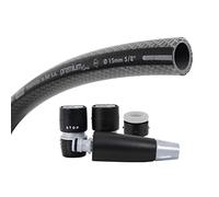 TATAY Kit tuyau d'arrosage Premium 10 mèters Ø5/8" 15mm, de 4 couches, Made in Espagne,Résistance 39 bar y -20°/60°, Tricoté, sans cadmium ni plomb, sans BPA, anti-UV, Couleur Noir