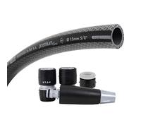 TATAY Kit tuyau d'arrosage Premium 15 mèters Ø5/8" 15mm, de 4 couches, Made in Espagne,Résistance 39 bar y -20°/60°, Tricoté, sans cadmium ni plomb, sans BPA, anti-UV, Couleur Noir