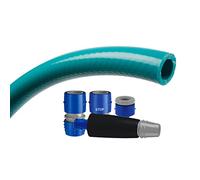 TATAY Kit tuyau d'arrosage Top Flex 25 mèters Ø5/8" 15mm, de 3 couches, Made in Espagne,Résistance 30 bar y -20°/60°, Tressé, sans cadmium ni plomb, sans BPA, anti-UV, Couleur Vert