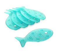 TATAY Lot de 6 Autocollant pour Bagnoire Antiderapant de PVC avec Ventouses, Résistantes aux Moisissures et aux microbes, Antibactériennes, Motif Poisson, Turchese. Dimensions : 7,5 x 14 cm