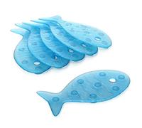 TATAY Lot de 6 Autocollant pour Bagnoire Antiderapant de PVC avec Ventouses, Résistantes aux Moisissures et aux microbes, Antibactériennes, Motif Poisson, Bleu. Dimensions : 7,5 x 14 cm
